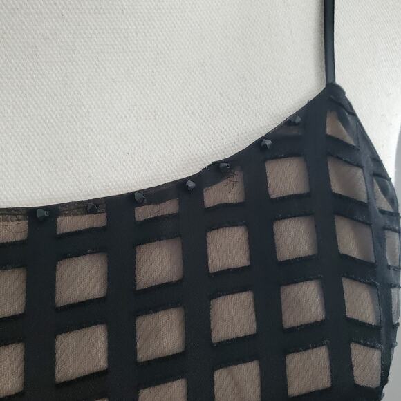 HD In Paris Black Sheer Oversized Spaghetti Strap Peplum Top Size M - Picture 5 of 9